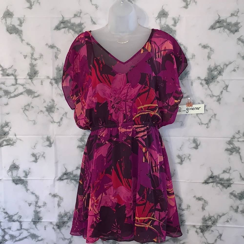 Purple Multi Double Layer Sheer Dress